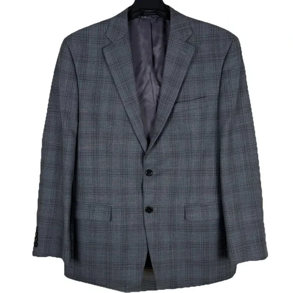 Lauren‎ Ralph Lauren Blazer Gray Windowpane Plaid Two Button Sport Coat Mens 41R - Picture 2 of 9
